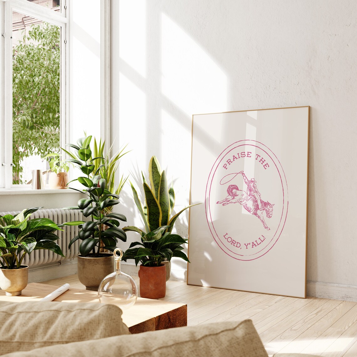Praise The Lord Yall Pink Cowboy Bronco Oval Western Christian Poster - Image 4