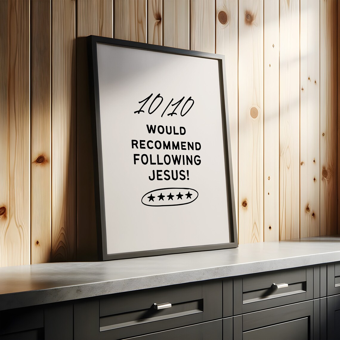 10 out of 10 Would Recommend Following Jesus Black Typography Quote Poster - Image 4