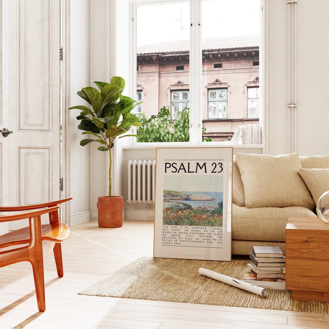 Psalm 23 The Lord Is My Shepherd Serene Coastal Landscape Poster - Image 3