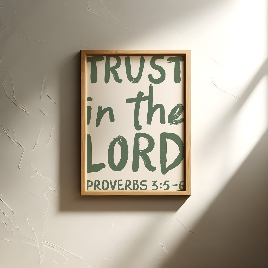 Trust in the Lord Proverbs 3 5 6 Green Brush Lettering Christian Wall Poster - Image 4