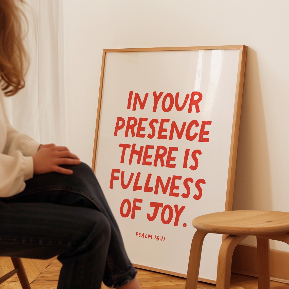 In Your Presence There Is Fullness Of Joy Psalm 16 11 Red Typography Wall Art - Image 3