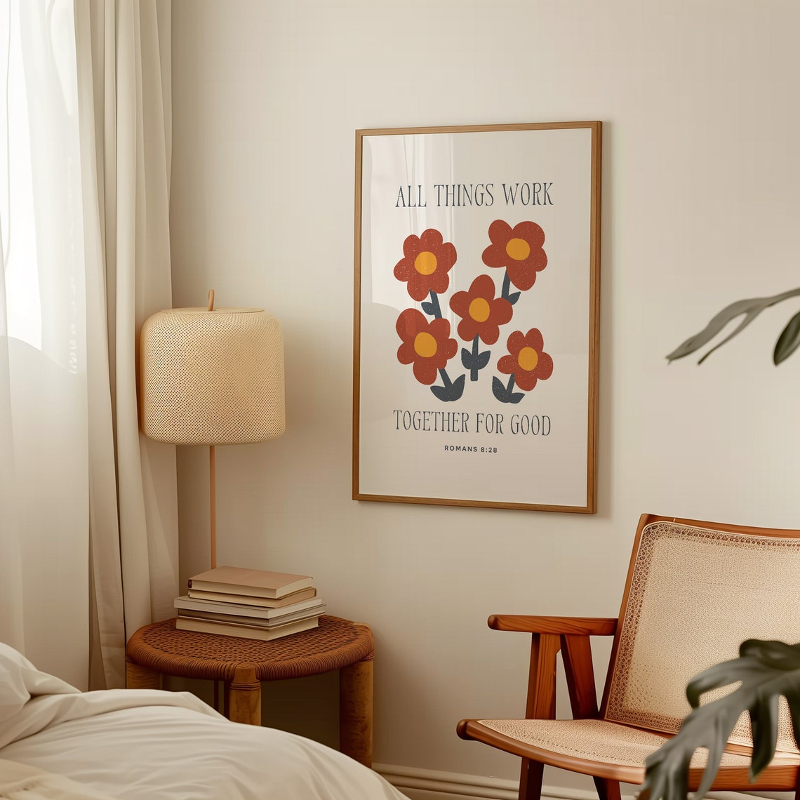 All Things Work Together for Good Romans 8 Retro Floral Poster - Image 4