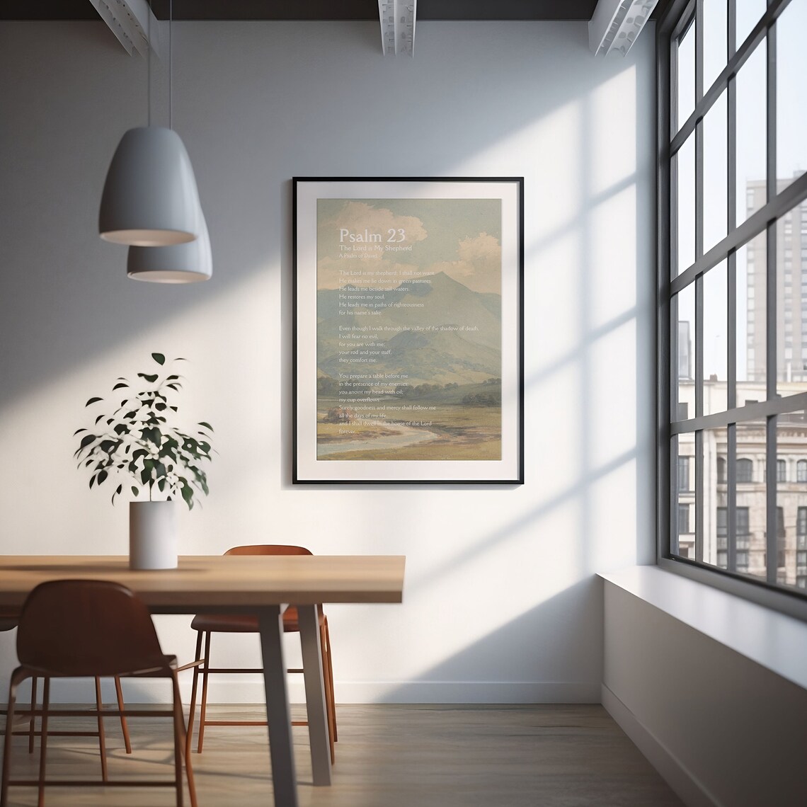 Psalm 23 Vintage Landscape Christian Art Print - Image 3