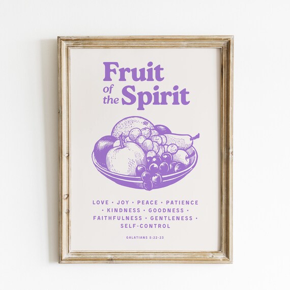 Fruit of the Spirit Galatians 5:22-23 Purple Fruit Bowl Poster