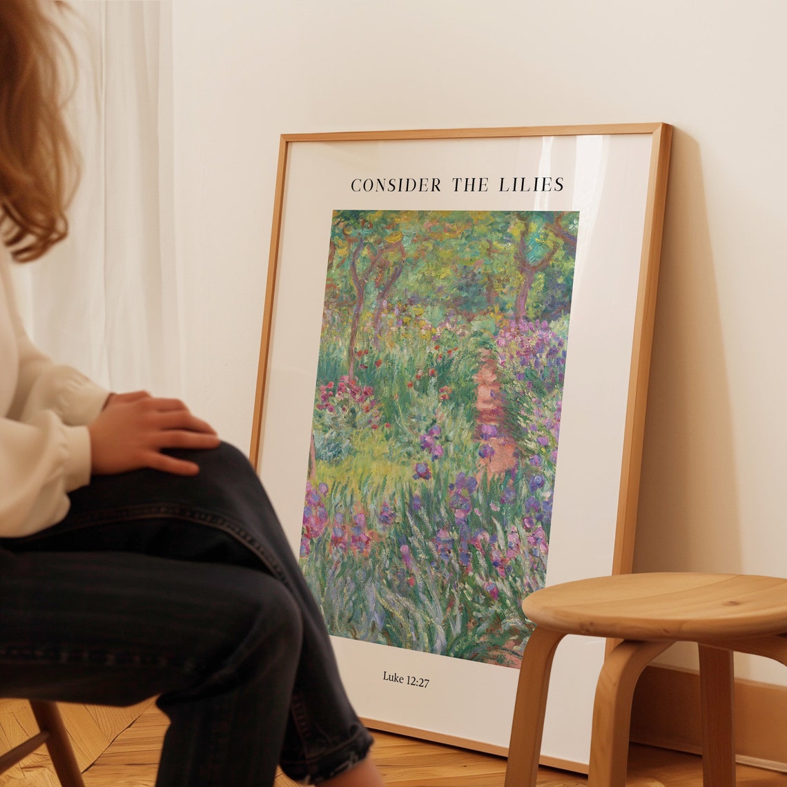 Consider the Lilies Luke 12:27 Impressionist Iris Garden Poster - Image 3