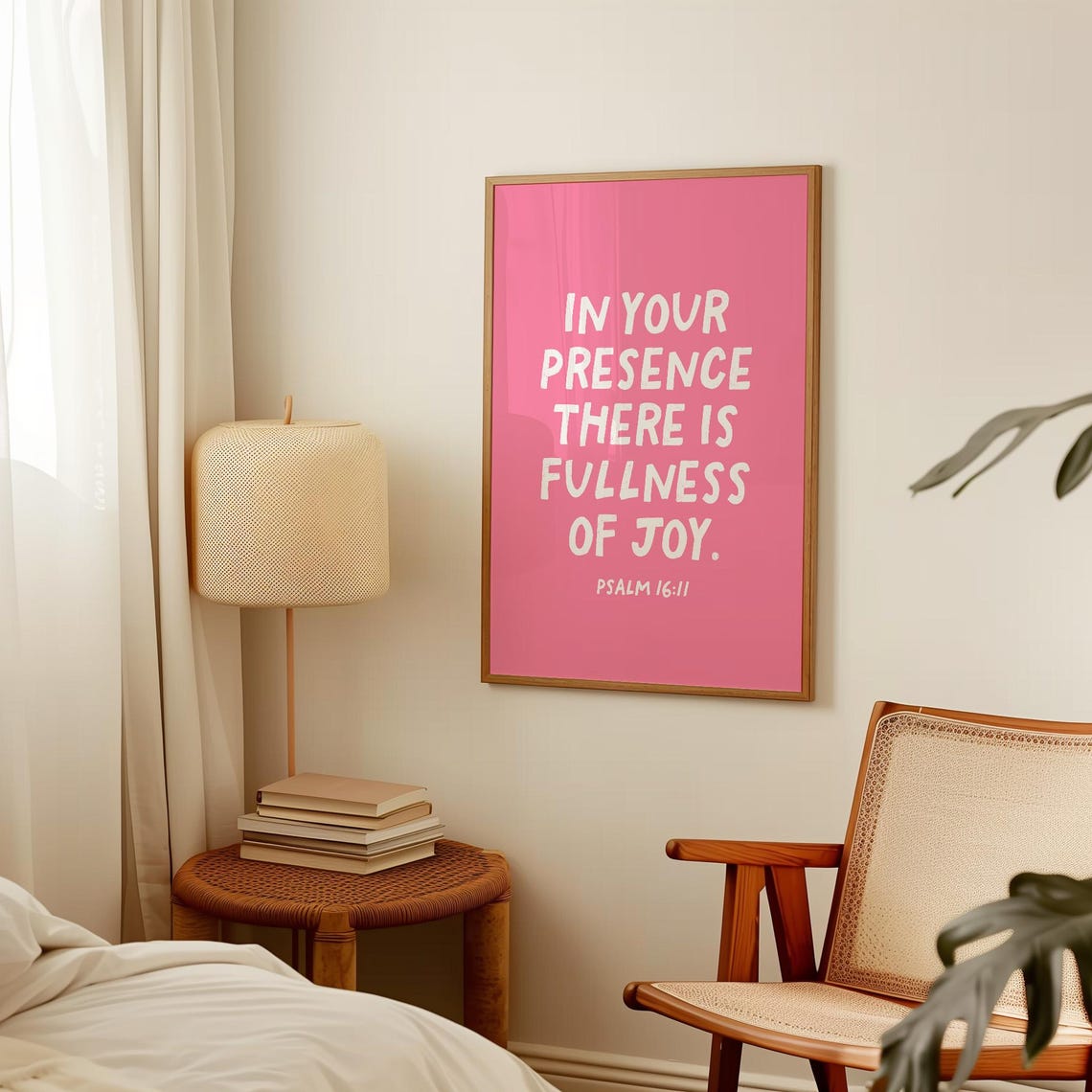 Psalm 16:11 Pink Hand Lettered Fullness Of Joy Scripture Poster - Image 3