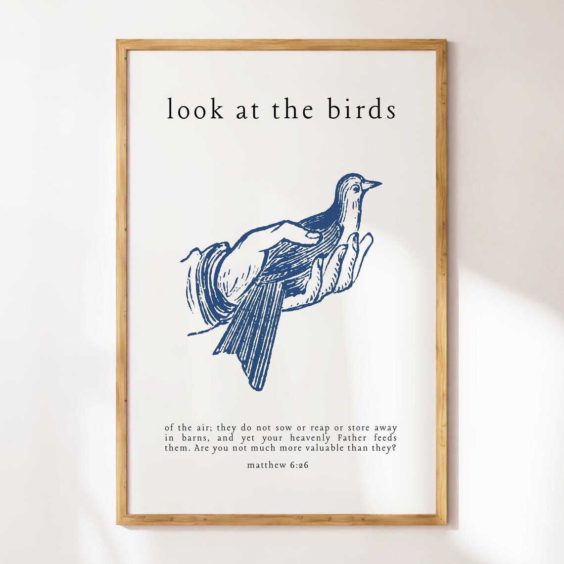 Look At the Birds Matthew 6:26 Hand Holding Bird Vintage Poster - Image 2