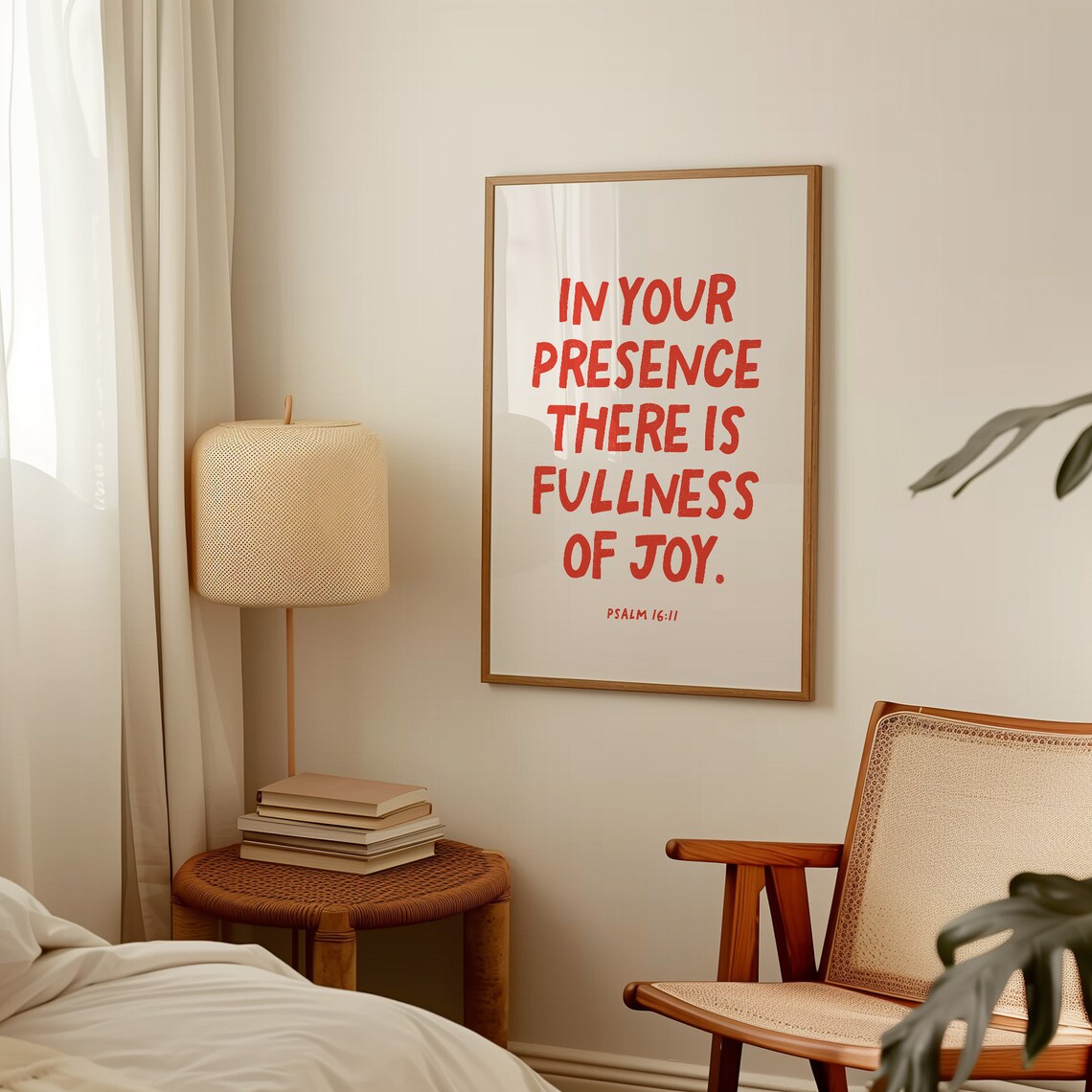 In Your Presence There Is Fullness Of Joy Psalm 16 11 Red Typography Wall Art - Image 4