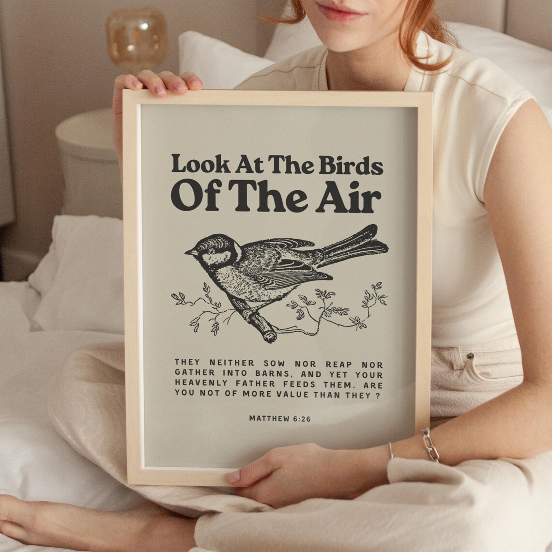 Look At The Birds Of The Air Matthew 6 26 Vintage Bird Bible Verse Poster - Image 3