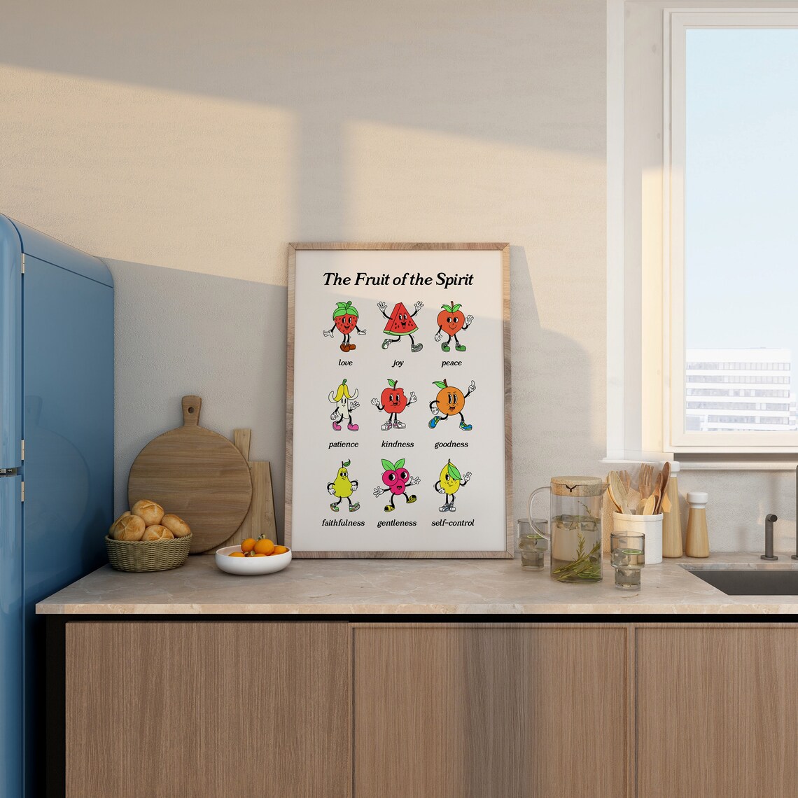Fruit Of The Spirit Christian Poster, Retro Mascot - Image 3