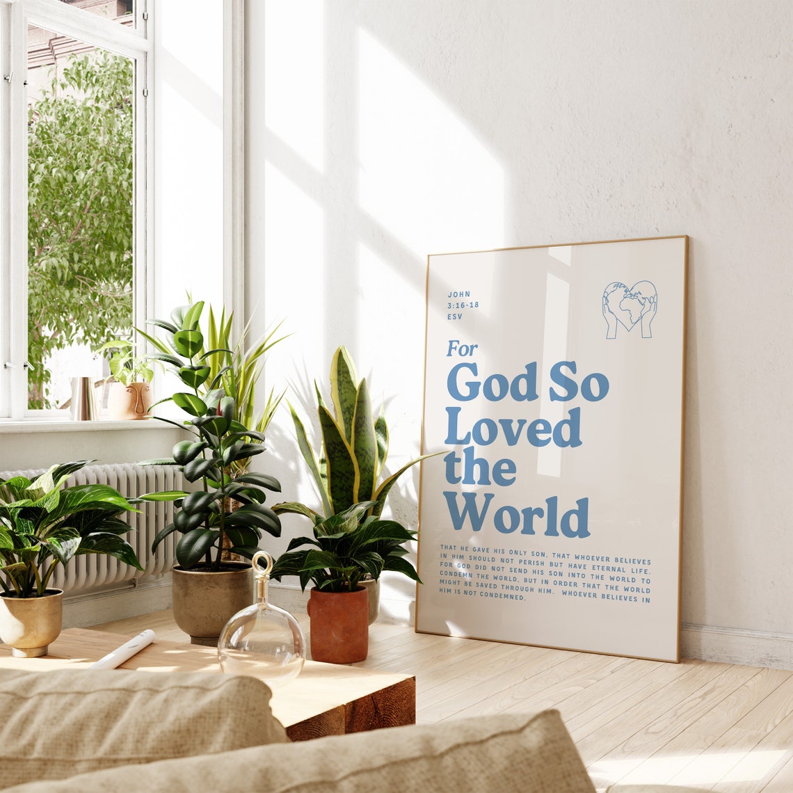 John 316 Bible Verse Wall Art Retro Kitchen Wall Decor Dorm Room Essentials Christian Wall Art Christian Home Scripture Gift - Image 3