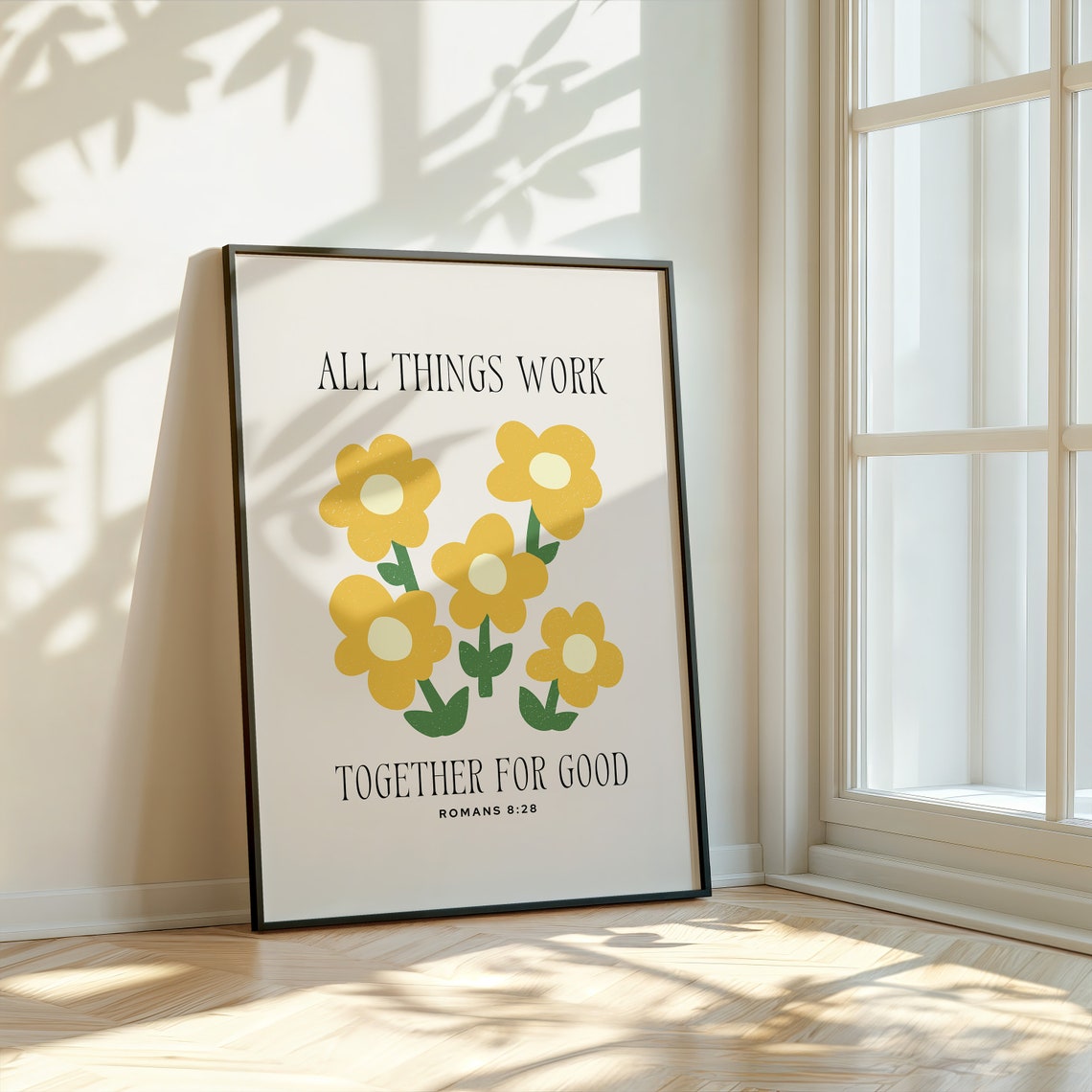 All Things Work Together for Good Sunny Yellow Floral Poster Art - Image 4