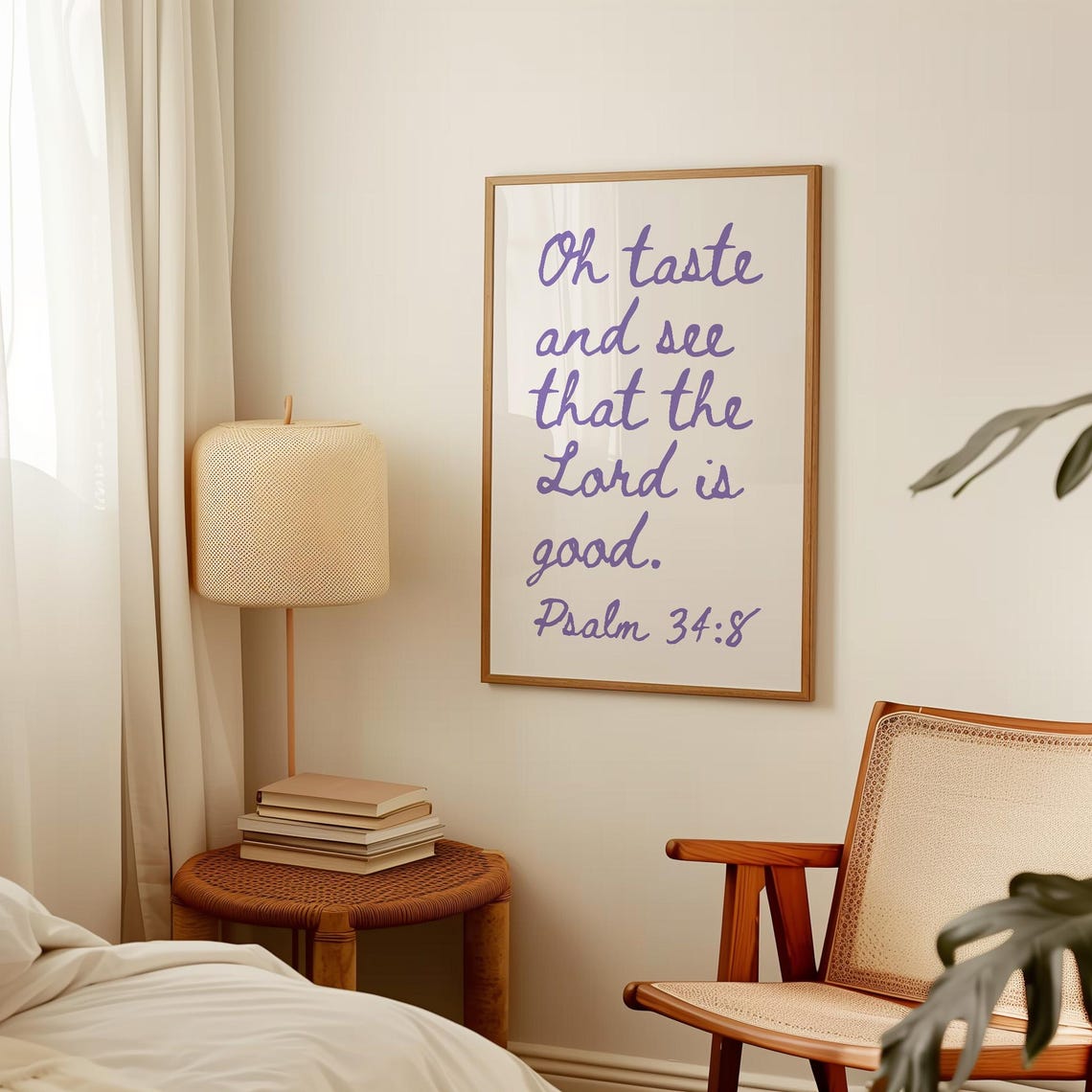 Oh Taste And See That The Lord Is Good Psalm 34:8 Purple Script Poster - Image 3