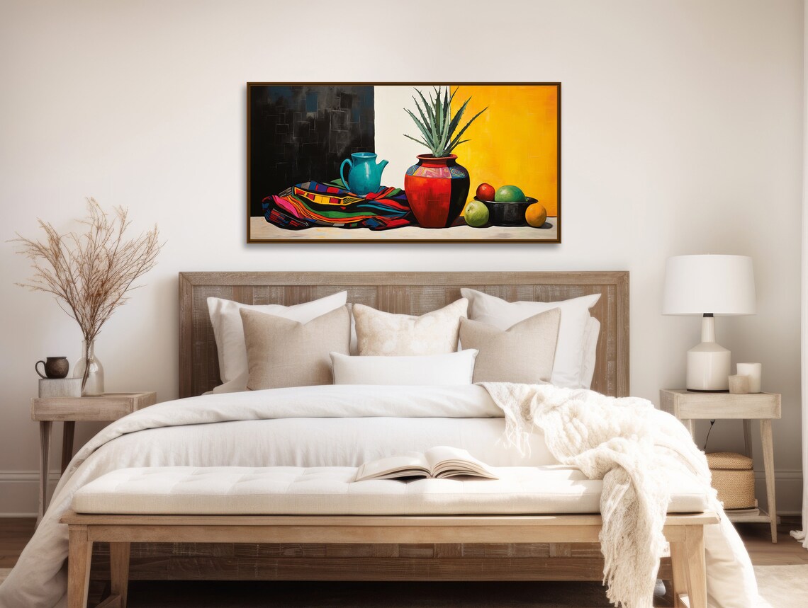 Colorful Southwestern Still Life Painting Pottery Serape Blanket Poster - Image 2