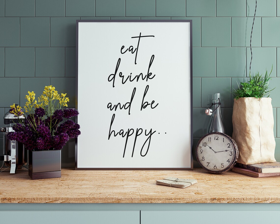 Eat Drink And Be Happy, Kitchen Decor Poster - Image 2