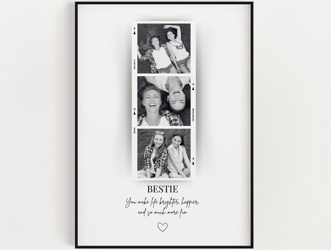 Personalized Bestie Photo Wall Art, Birthday Gift