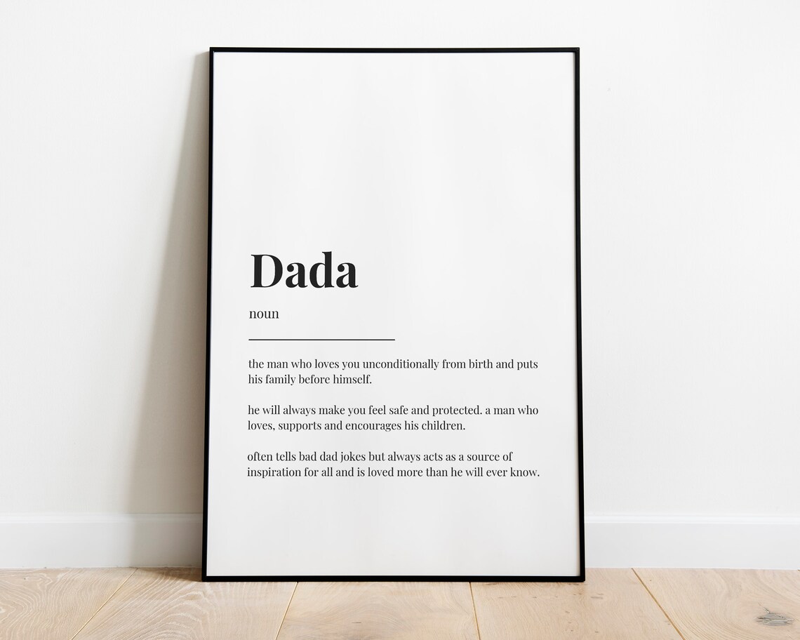 Dada Definition Quote Wall Art, Funny Dad Gift