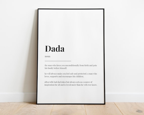 Dada Definition Quote Wall Art, Funny Dad Gift