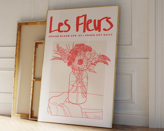 Les Fleurs Poster, French Retro Botanical Print