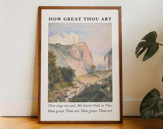 How Great Thou Art Hymn Vintage Christian Wall Art Bible Verse Wall Art Landscape Mural Jesus God Christian Gift