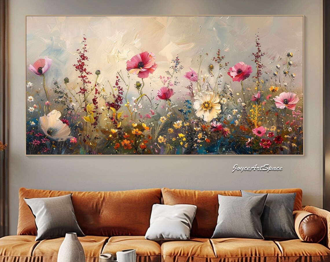 Abstract Flower Oil Painting, Modern Wall Art