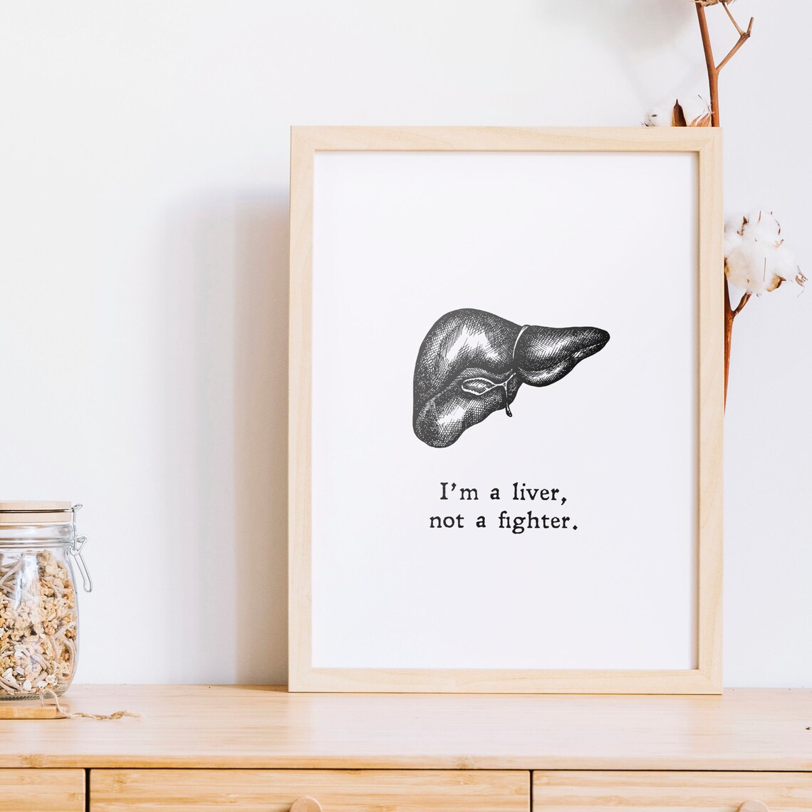 Im A Liver Not A Fighter Funny Wall Art Minimalist Print Gift Unique Humor Bar Drinking Instant - Image 3