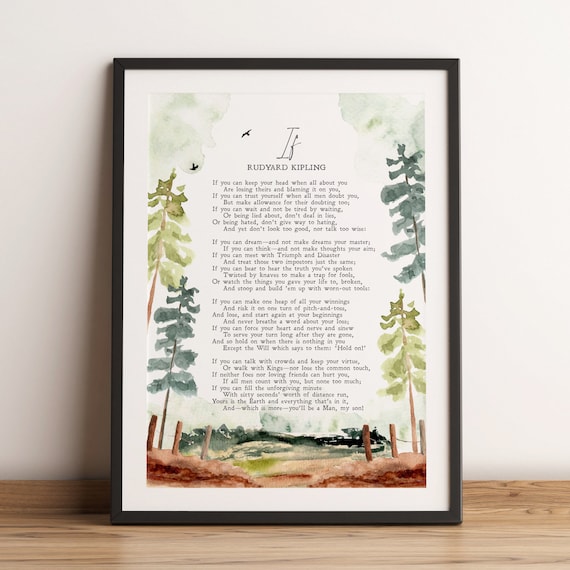 Rudyard Kipling Poem, Minimalist Literature Art Print