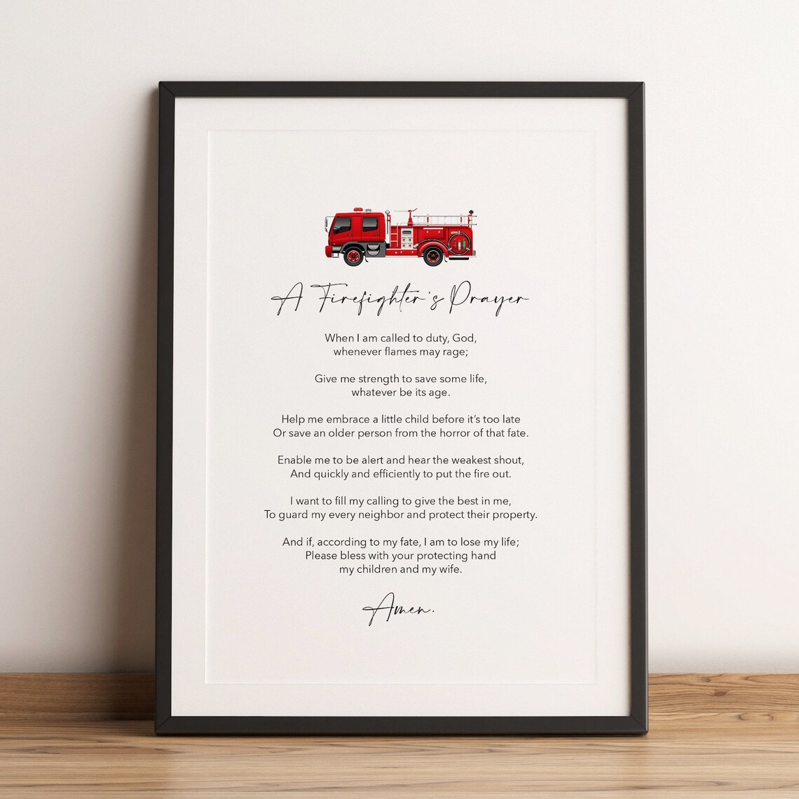 Firefighters Prayer, Minimalist Christian Art Print - Image 2