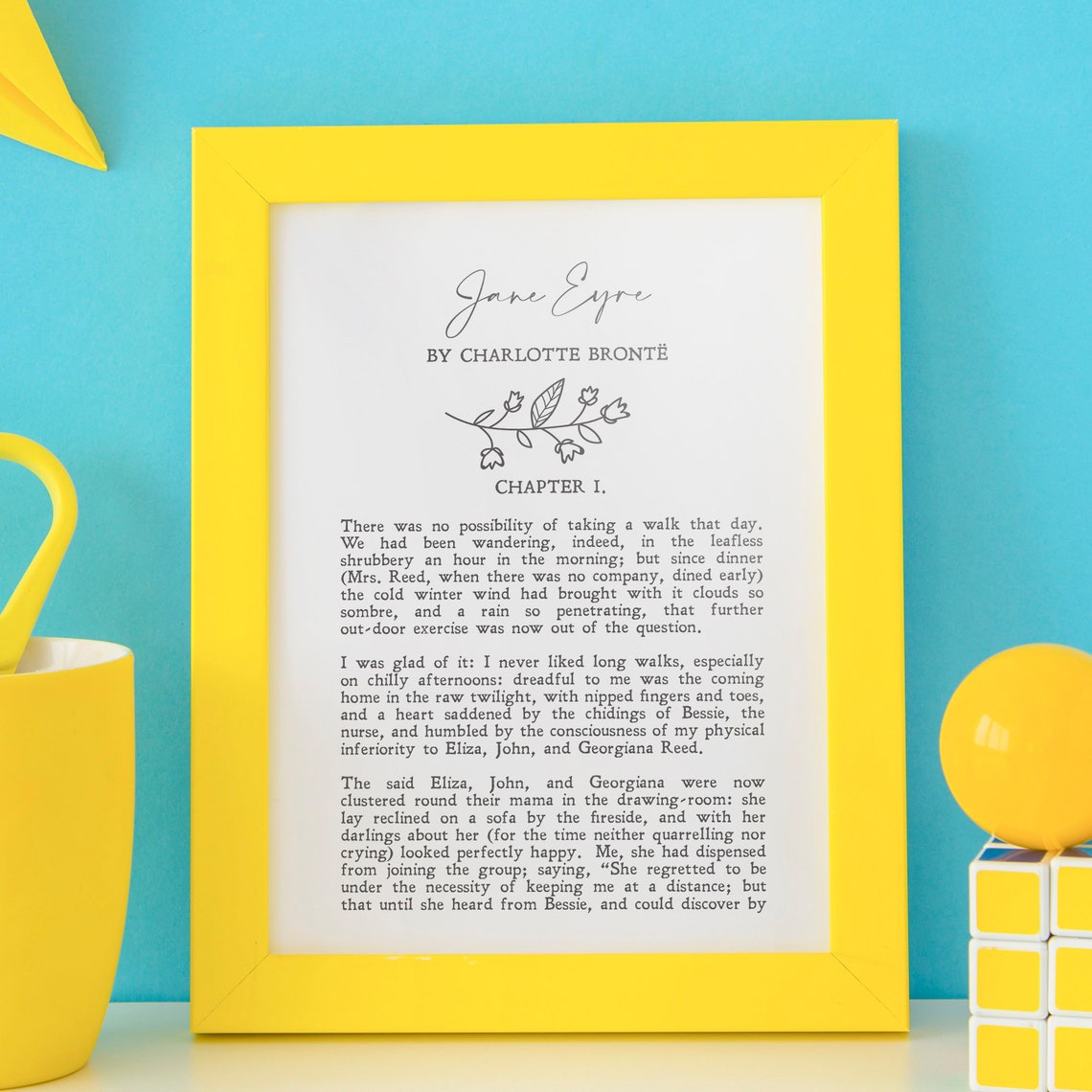 Jane Eyre Charlotte Bronte Chapter One Classic Book Page Art Print - Image 2