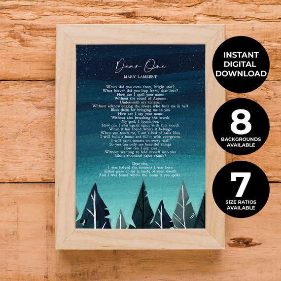 Mary Lambert Dear One Love Poem Starry Night Forest Watercolor Poster