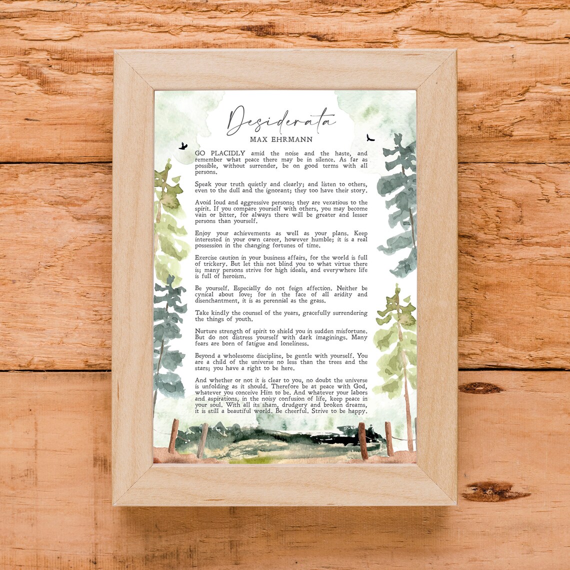 Desiderata Poem Illustrated Watercolor Art Print - Image 2