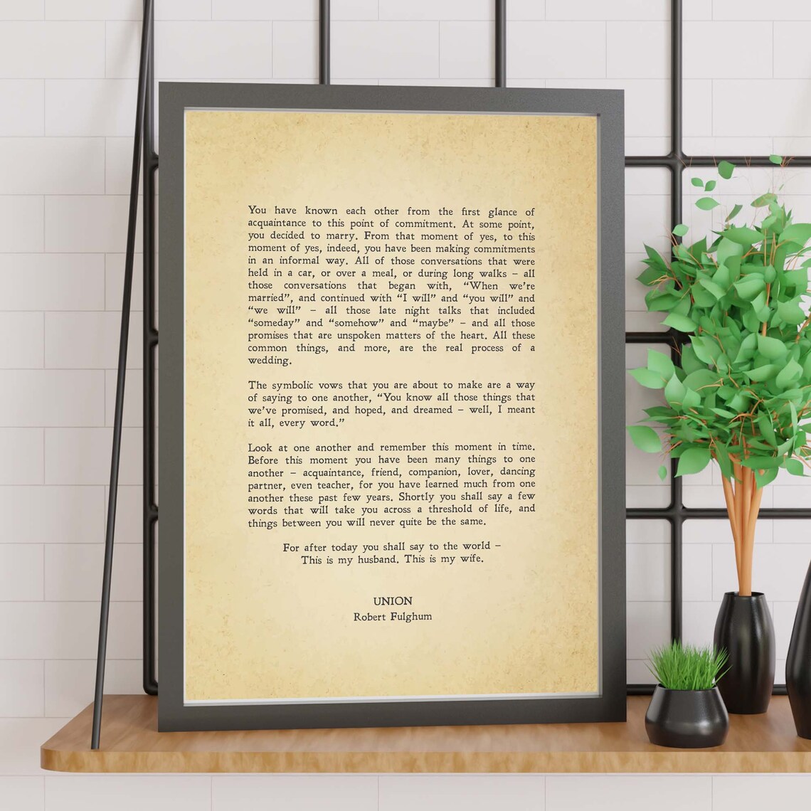Robert Fulghum Wedding Vows Minimalist Art Print