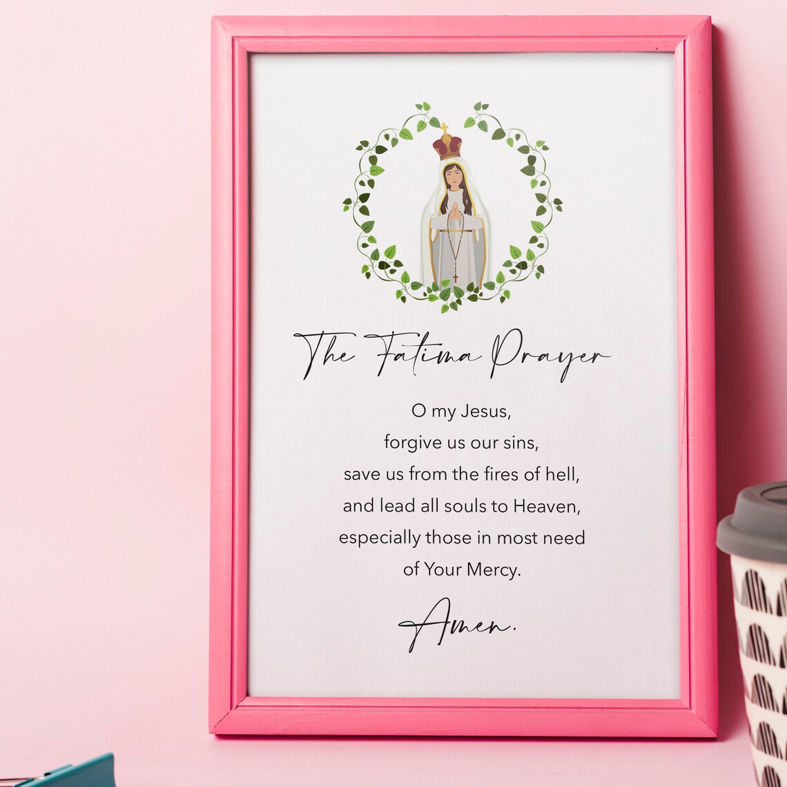 Fatima Prayer Virgin Mary Religious Art Print - Image 2