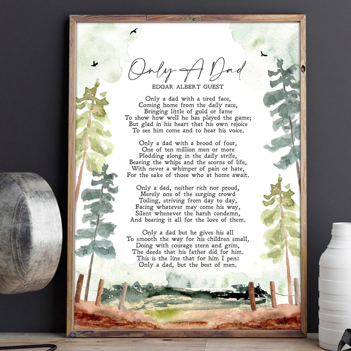 Only a Dad by Edgar Albert Guest, Quote Art Print - Image 2