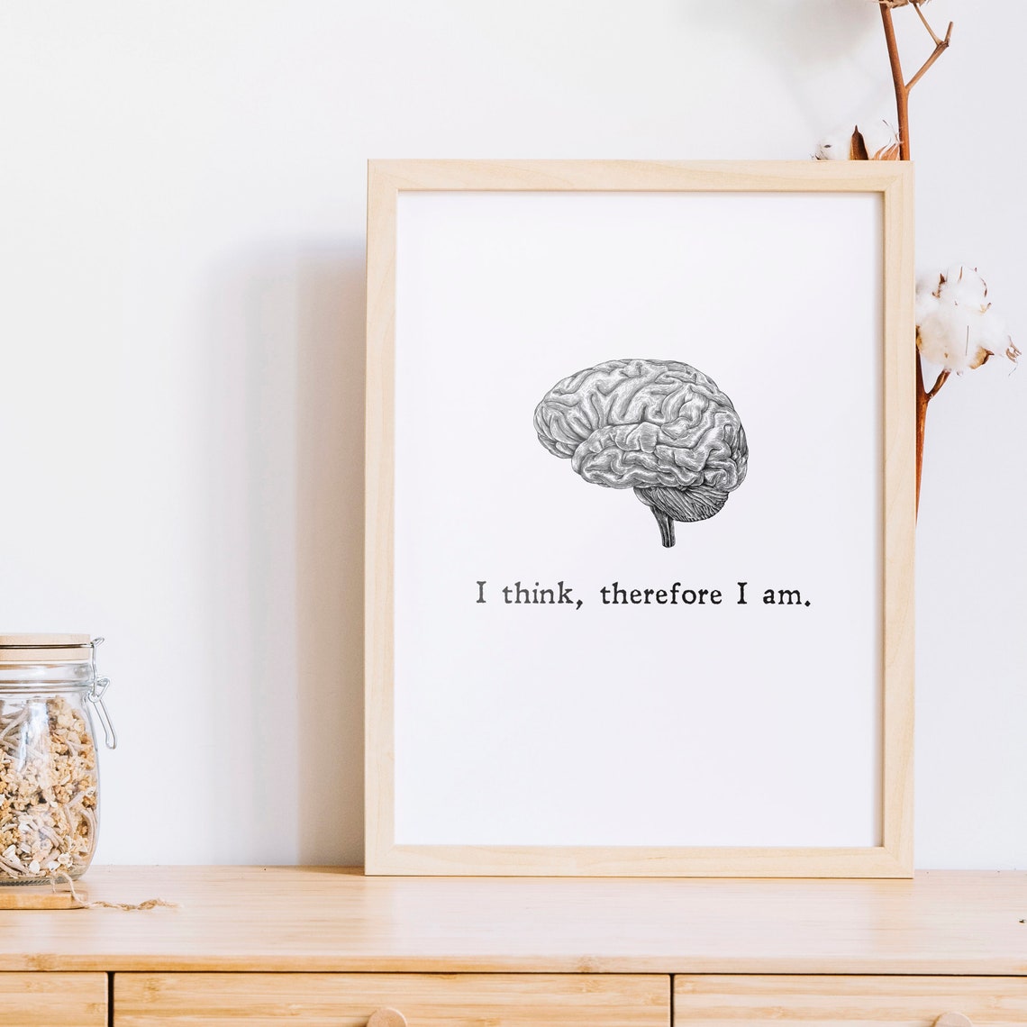 I Think Therefore I Am Brain Anatomy Minimalist Philosophy Wall Art - Image 2