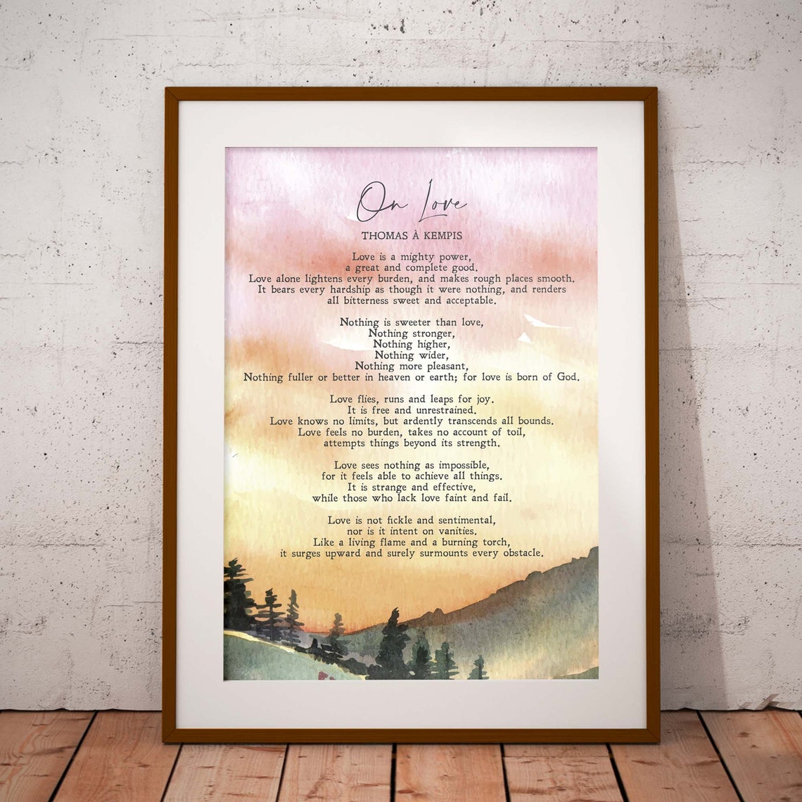 Thomas A Kempis On Love Poem Watercolor Sunset Devotional Print - Image 3