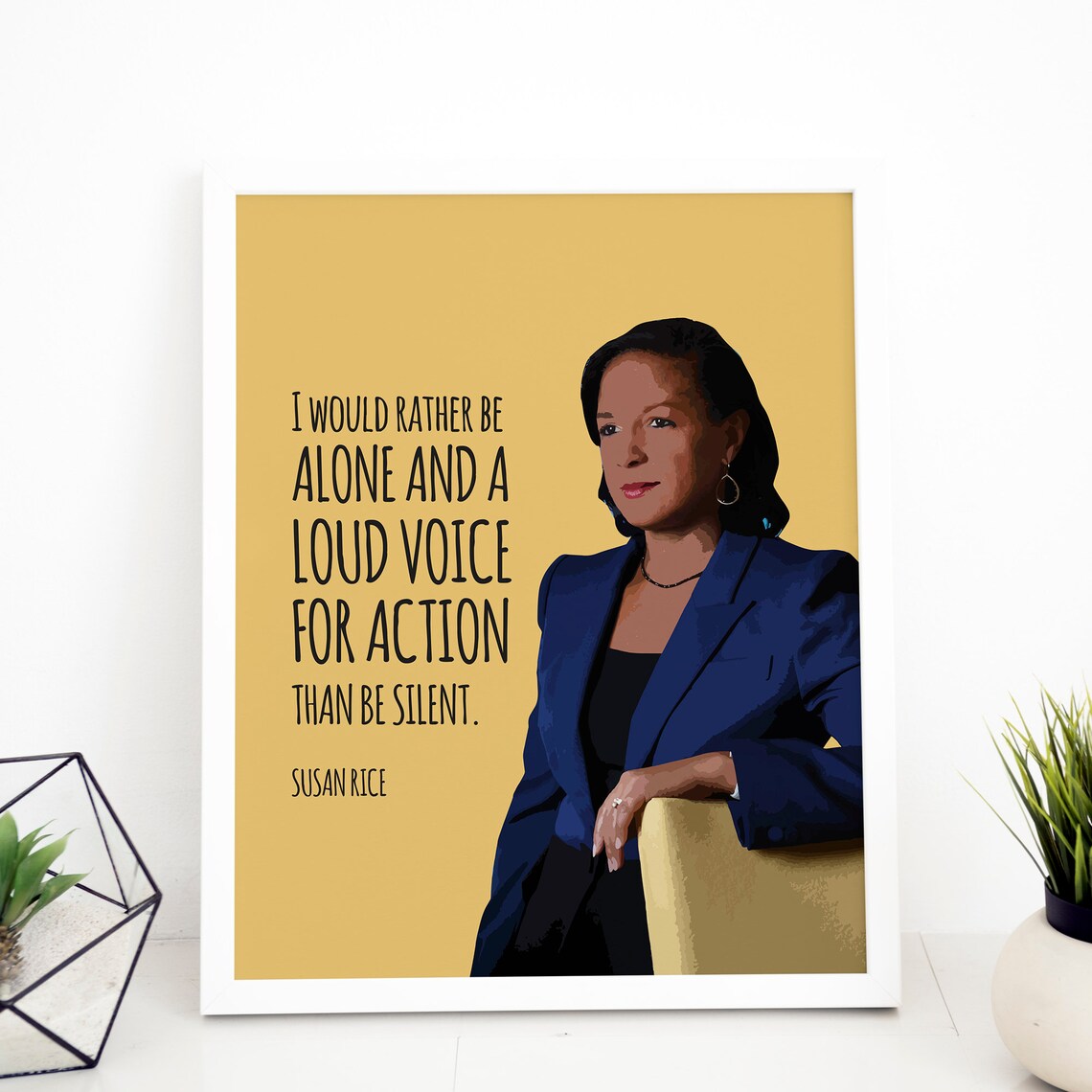 Susan Rice Loud Voice For Action Quote Gold Portrait Feminist Poster