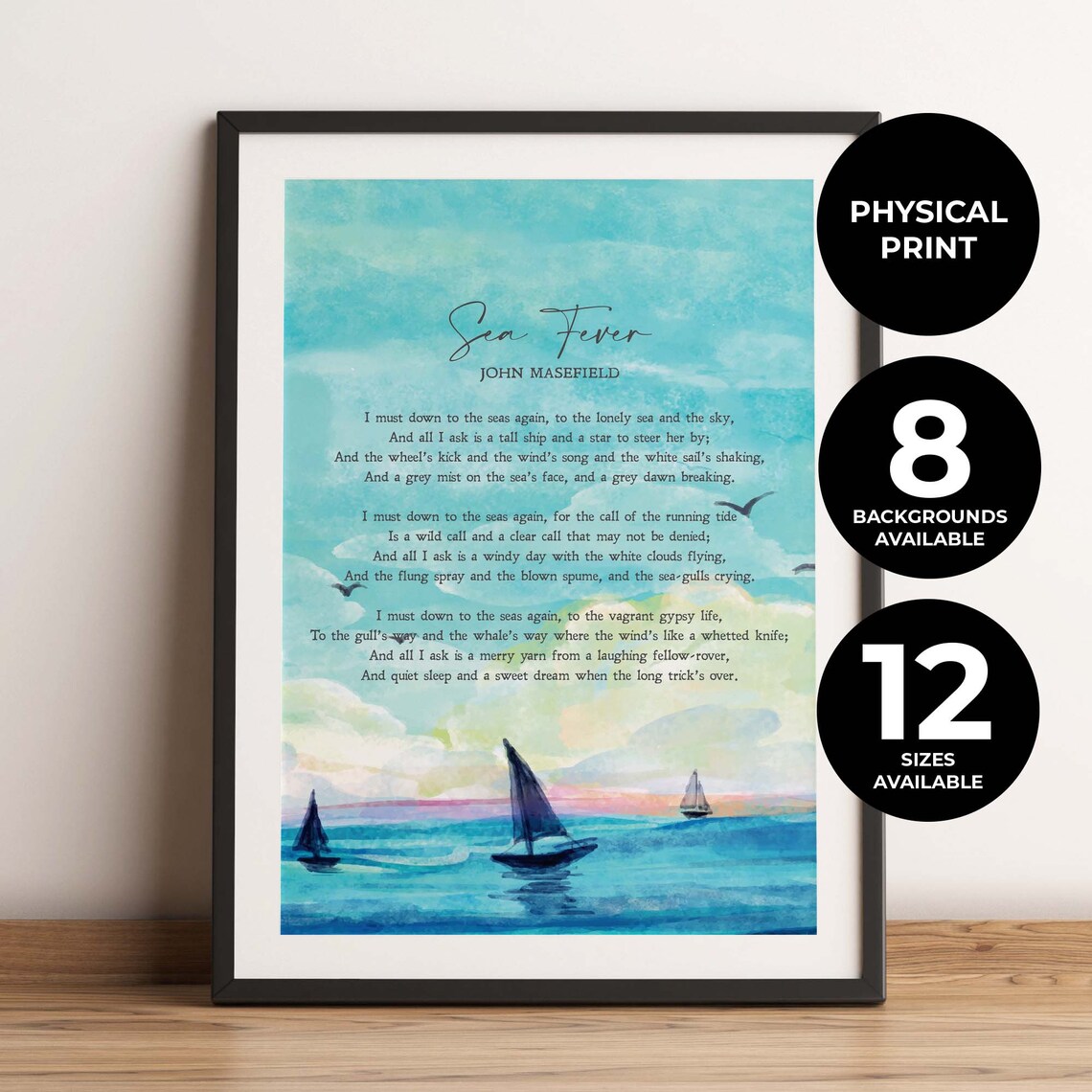 Sea Fever by John Masefield, Minimalist Quote Art Print