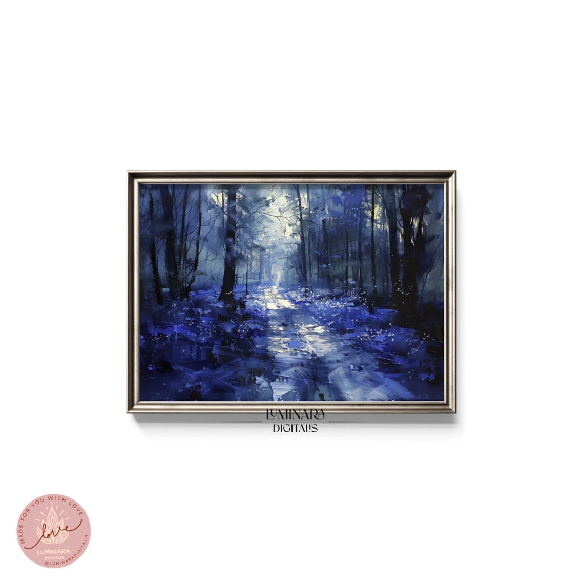 Wall Art Moonlit Bluebell Forest Image Mystical Nature Wall Art With Enchanting Charm - Image 5