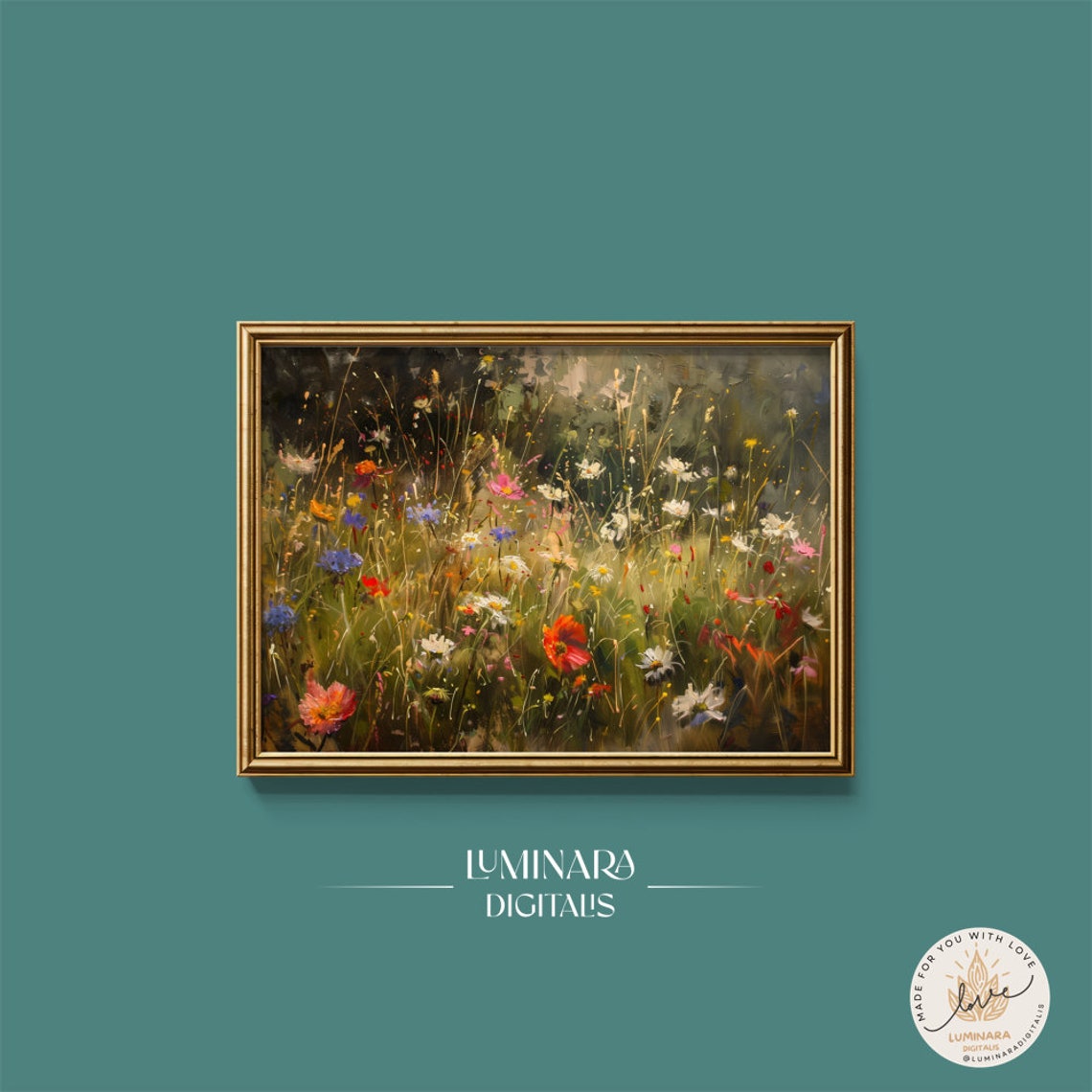 Dense Summer Wildflower Meadow Bursting With Colorful Blooms Print