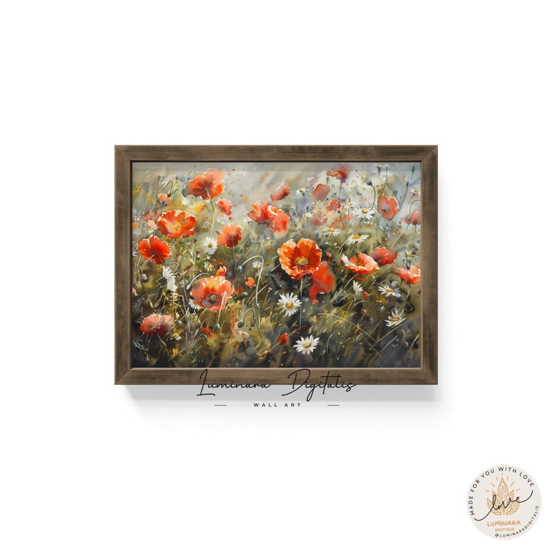 Close-Up Watercolor Poppies And Daisies Spring Floral Field Poster - Image 6