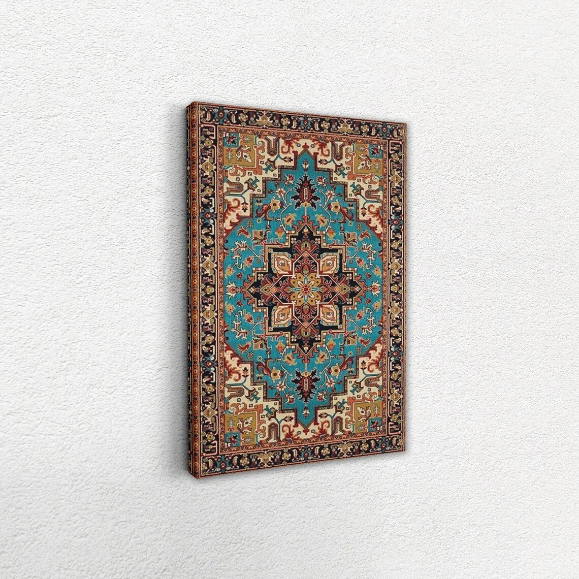 Turkish Kilim Rug Canvas With Turquoise Medallion Boho Poster