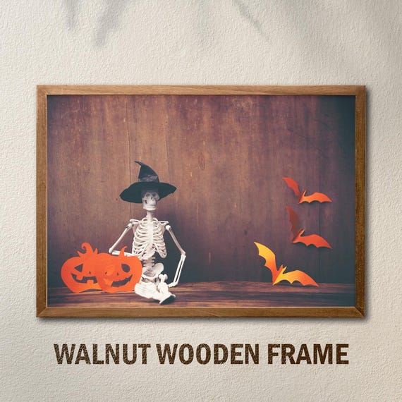Funny Halloween Wall Art Skeleton And Pumpkin Poster For Spooky Decor