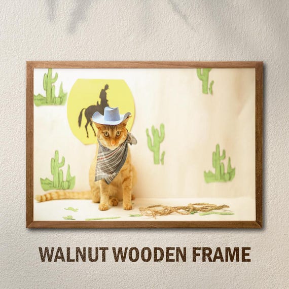 Cowboy Cat Poster Funny Western Wall Art Gift For Animal And Pet Lovers