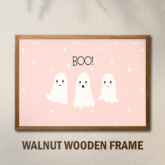 Trio Poster Playful Halloween Wall Art With Stars Smiles Pink Background