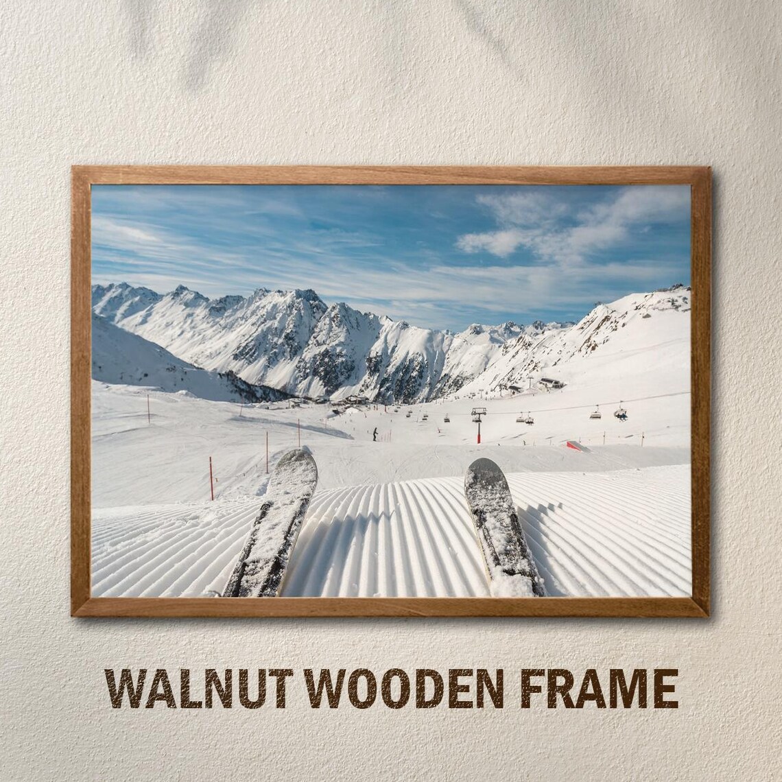 Skier Point Of View Groomed Slope Chairlift Mountain Photo Poster