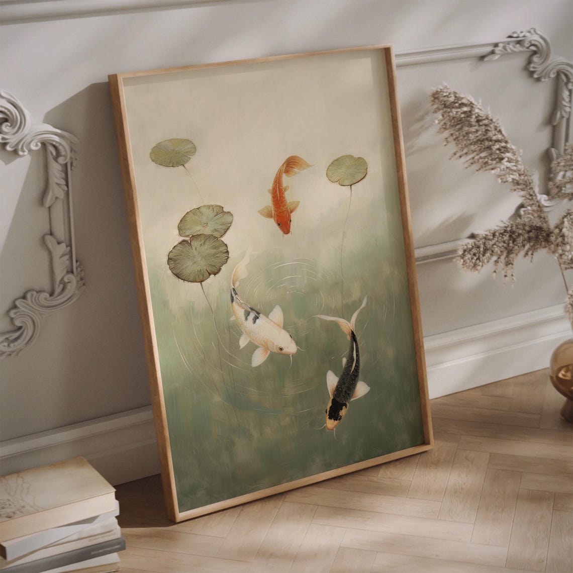 Koi Fish Pond Japandi Zen Wall Art Print - Image 3