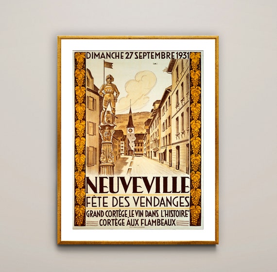 Neuveville Fete Des Vengandes Suisse Vintage Travel Poster Poster Paper Or Print Gift Idea Wall Decor