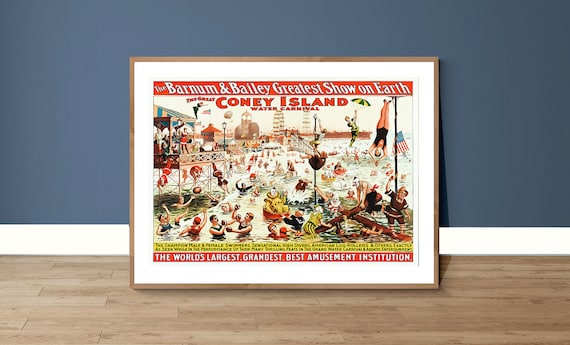 The Great Coney Island Water Carnival Vintage Travel Poster Poster Paper Or Print Gift Idea