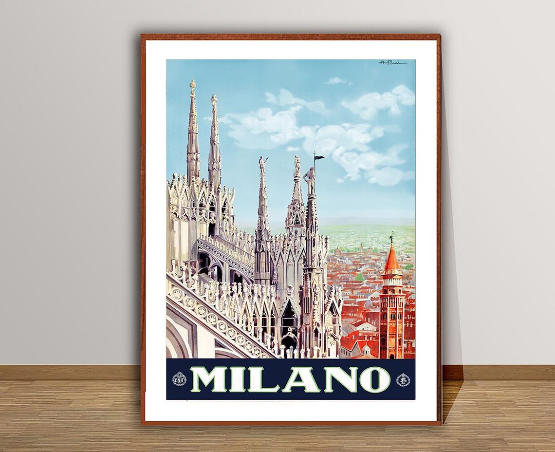 Milano Italy Vintage Travel Poster, Travel Poster